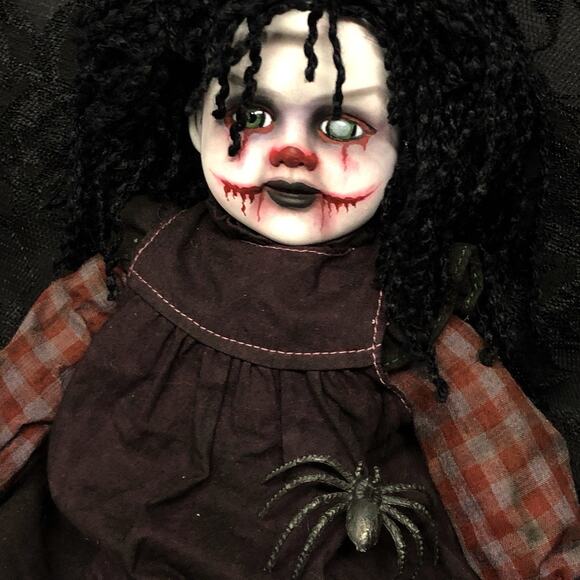 OOAK Creepy Odd 14” Raggedy Annie Clown Gothic Doll Halloween Horror Art Doll - Picture 4 of 10